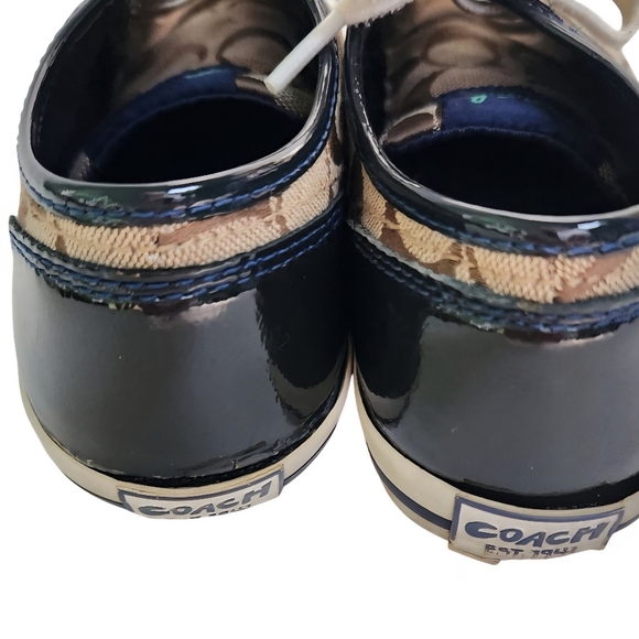 Coach Folly Signature Fashion Sneakers Tan Navy Green Size 6.5B - Picture 4 of 9